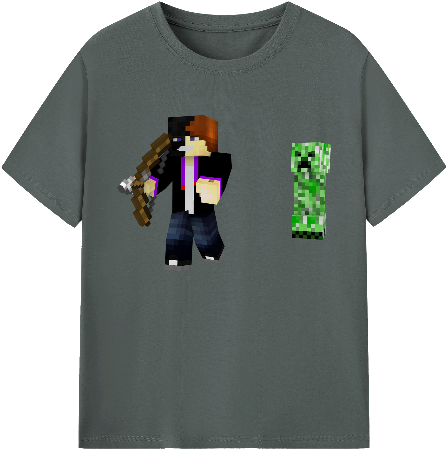 （画像用） マインクラフト ブロックの世界 Minecraft MC Block world 綿100％ メンズ半袖Tシャツ｜肌触りやわらか＆通気性